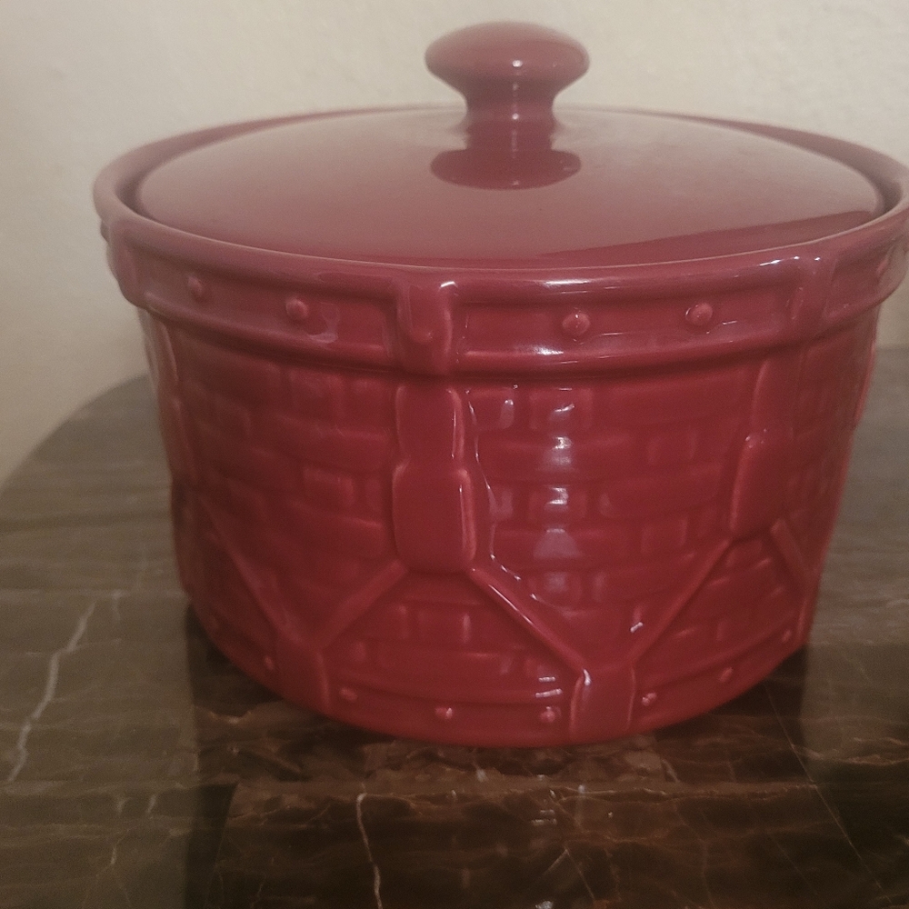 Longaberger Paprika Ceramic Drum Pottery Dish